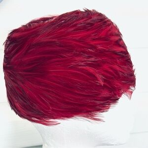 Red Feathered Vintage Hat Hair Accessory